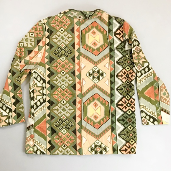 RAPHAEL LORENZO Bohemian Blazer Medium Vintage Linen Blend Single Button - Picture 7 of 7